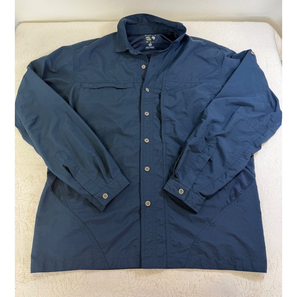 Mountain Hardwear Mens XL Navy Blue Long Sleeve Vented Hiking Fishing Shirt